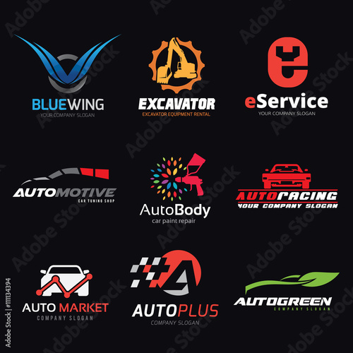 Automotive logo set,auto set,car services logo collection,excavator logo,Vector logo collection