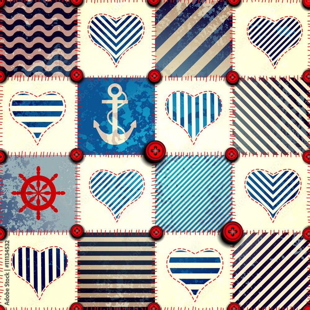 Fototapeta premium Patchwork in nautical style