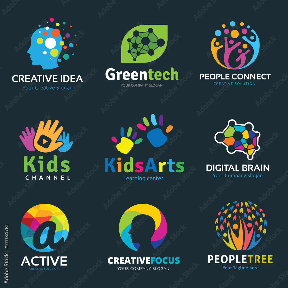 Learning and Education idea logo set for kids and family school and business brand identity