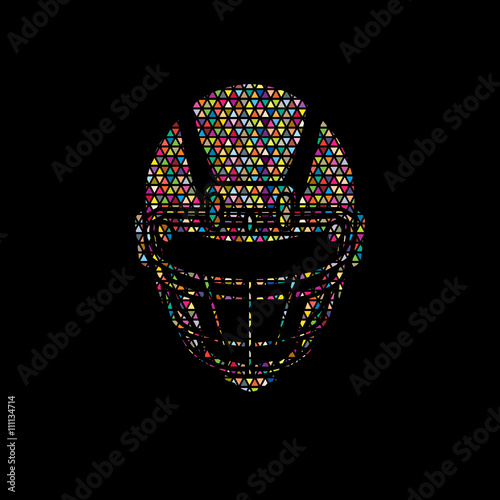American football Helmet designed using colorful mosaic pattern graphic vector.