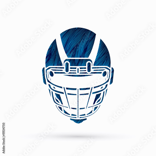 American football Helmet designed using blue grunge brush graphic vector.