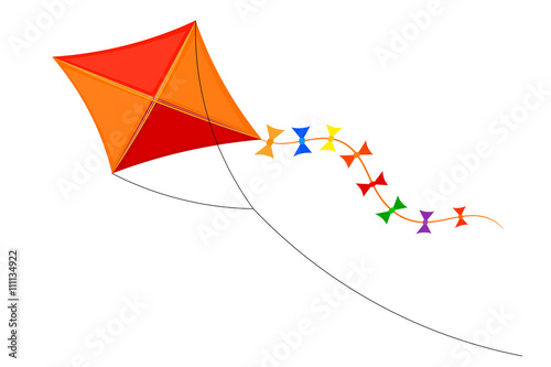 Vector Cartoon kite on a white background. Color illustration of