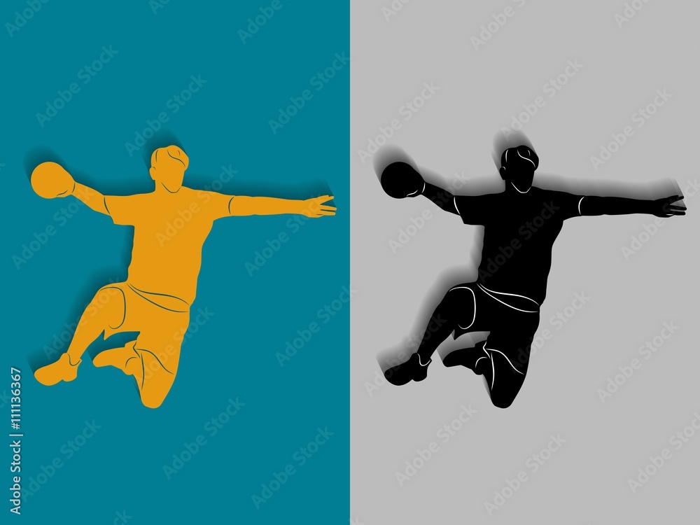 Silhouette handball player. vector drawing Silhouette handball player. vector drawing
