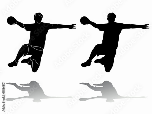 Silhouette handball player. vector drawing