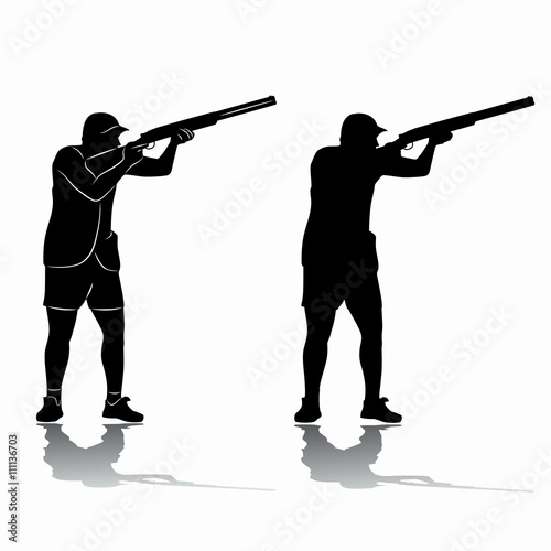 Silhouette trap shooter. vector drawing