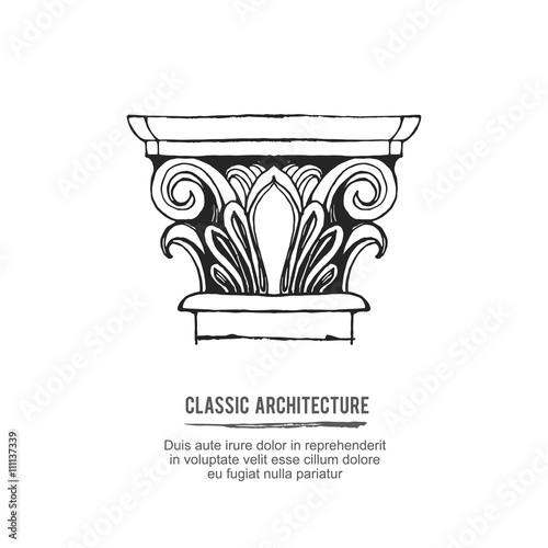 Classical architectural columns hand drawn vector element