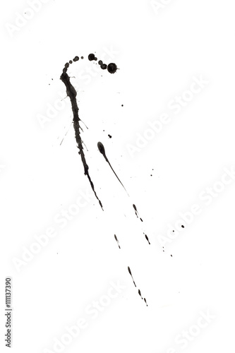 black ink splat isolated on white background