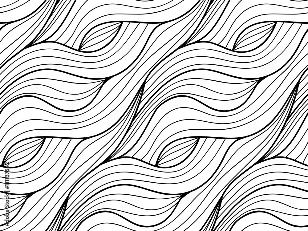 Vector floral background of drawn lines