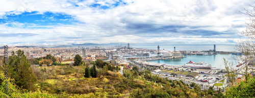 Great view of the city of Barcelona Spain, from Montjuic