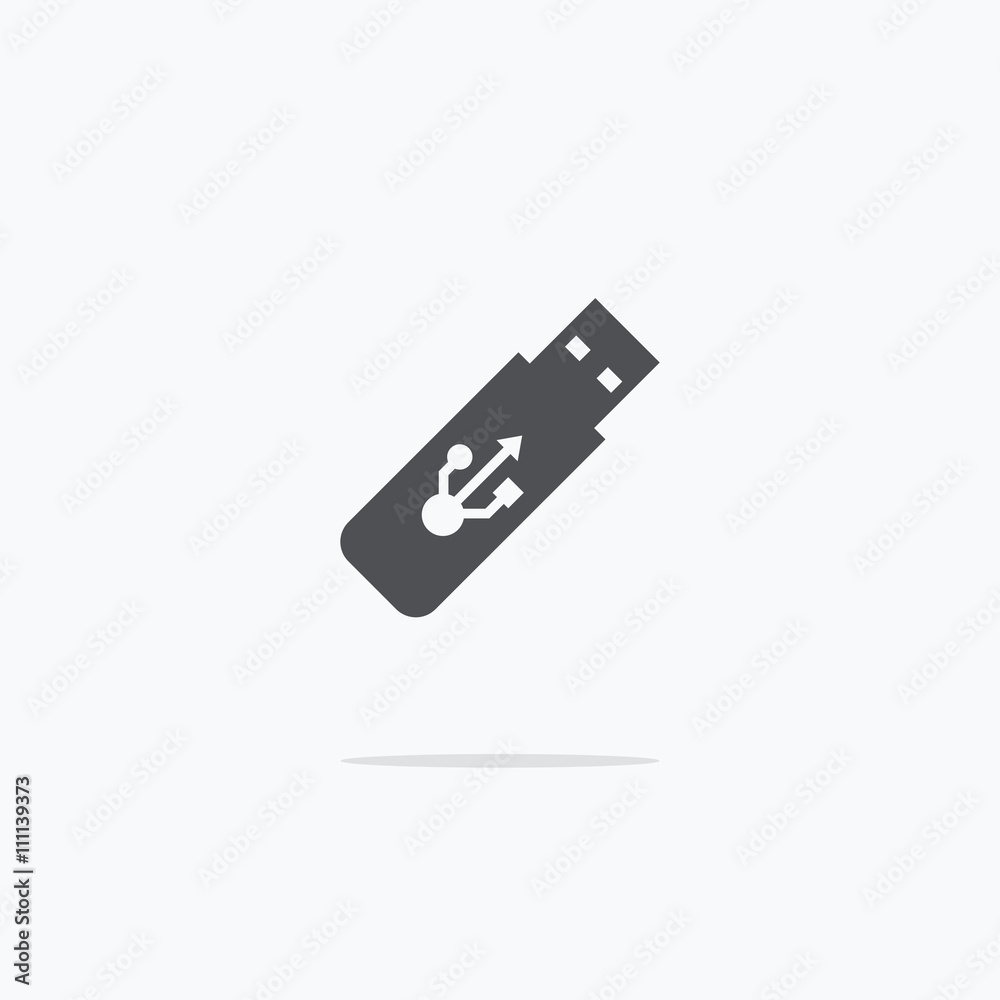 USB Icon. USB flash drive. Vector illustration on a light backgr USB Icon. USB flash drive. Vector illustration on a light backgr