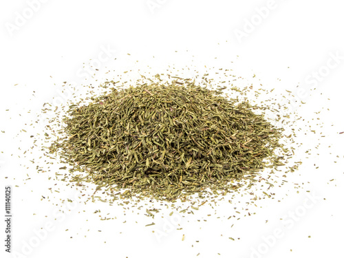 dried thyme isolated on white background photo
