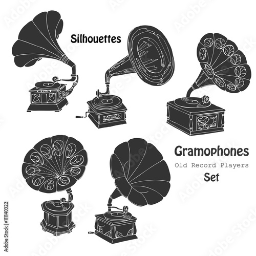 Background with  gramophones