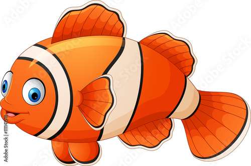 Cute clown fish cartoon posing