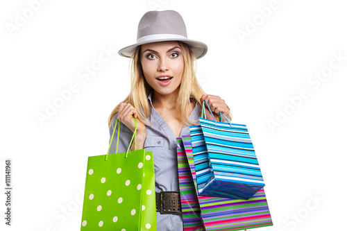 Isolated shopping girl