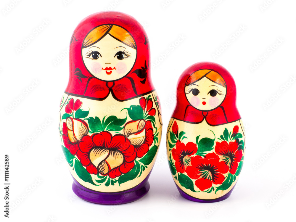 Russian nesting dolls. Babushkas or matryoshkas. Set of 2 pieces Russian nesting dolls. Babushkas or matryoshkas. Set of 2 pieces
