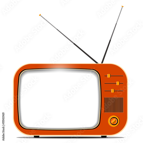 Old retro TV set with antenna and copy space
