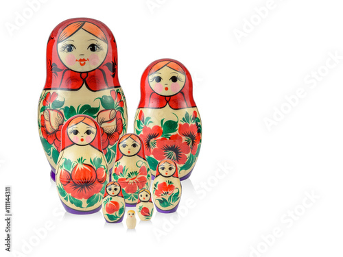 russian family set 8 doll isolated. Babushka or Matreshka