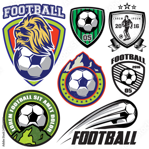 set vector template sports logos and design elements on theme football