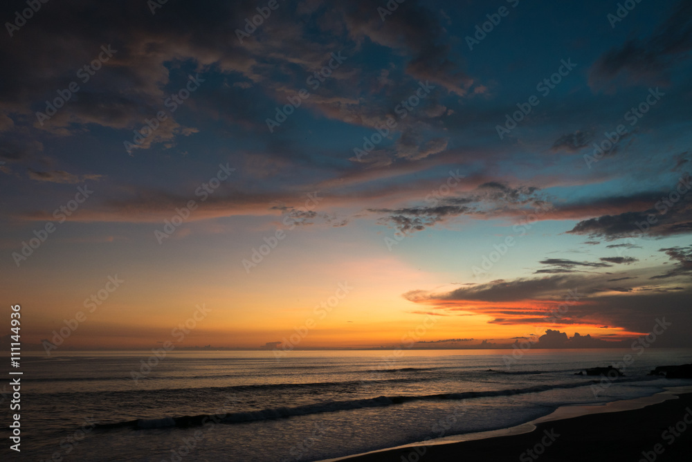 Colored sunset at Balian beach, Bali, Indonesia