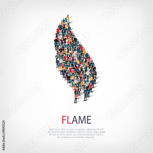 flame symbol people 3d