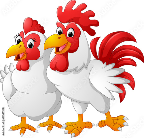 Illustration of hen and rooster