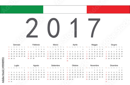 Italian 2017 year vector calendar