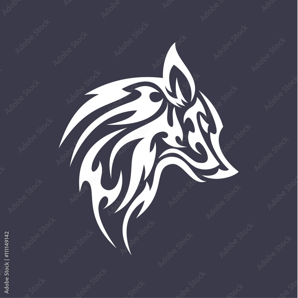 Wolf flat tattoo style logo design vector smoother stylized animal icons logos