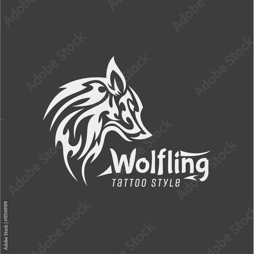 Wolfling Tattoo style Vector Mark of contemporary Design Logos Qualitatively Animal illustrations