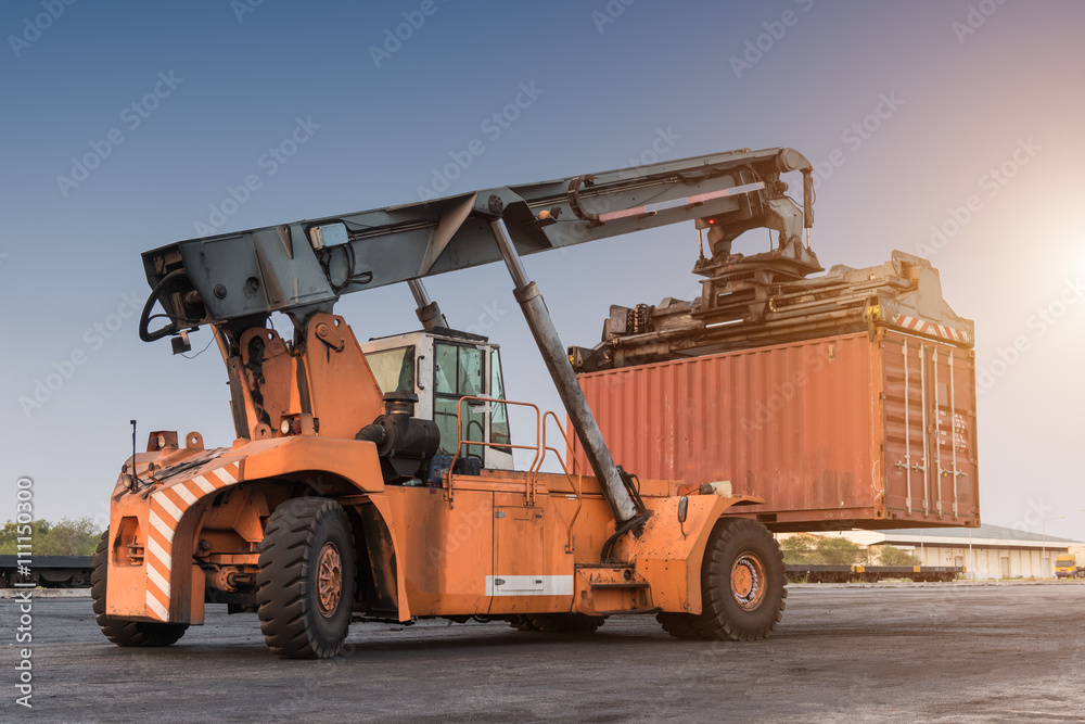 Forklift handling container box loading Forklift handling container box loading