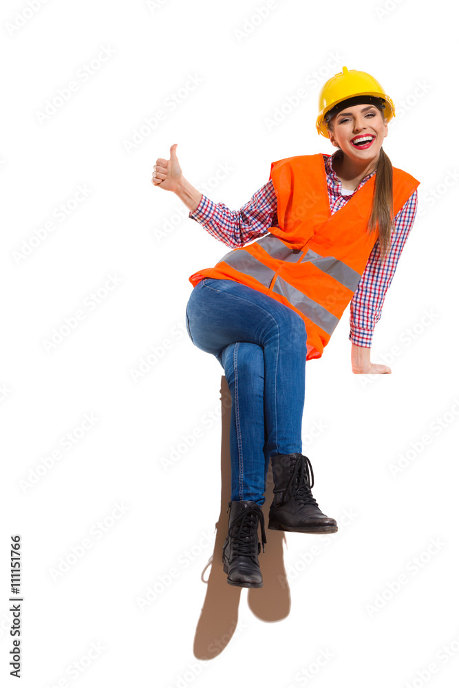 Laughing Female Construction Worker Laughing Female Construction Worker