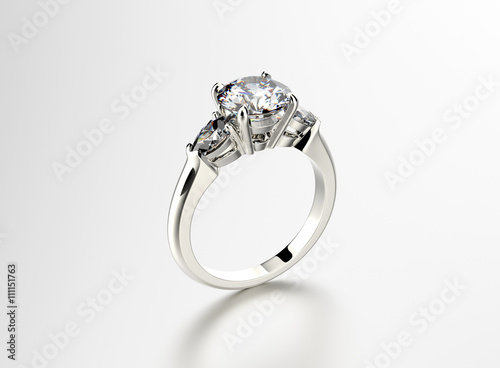 3D illustration of Ring with Diamond. Jewelry background. Fashio