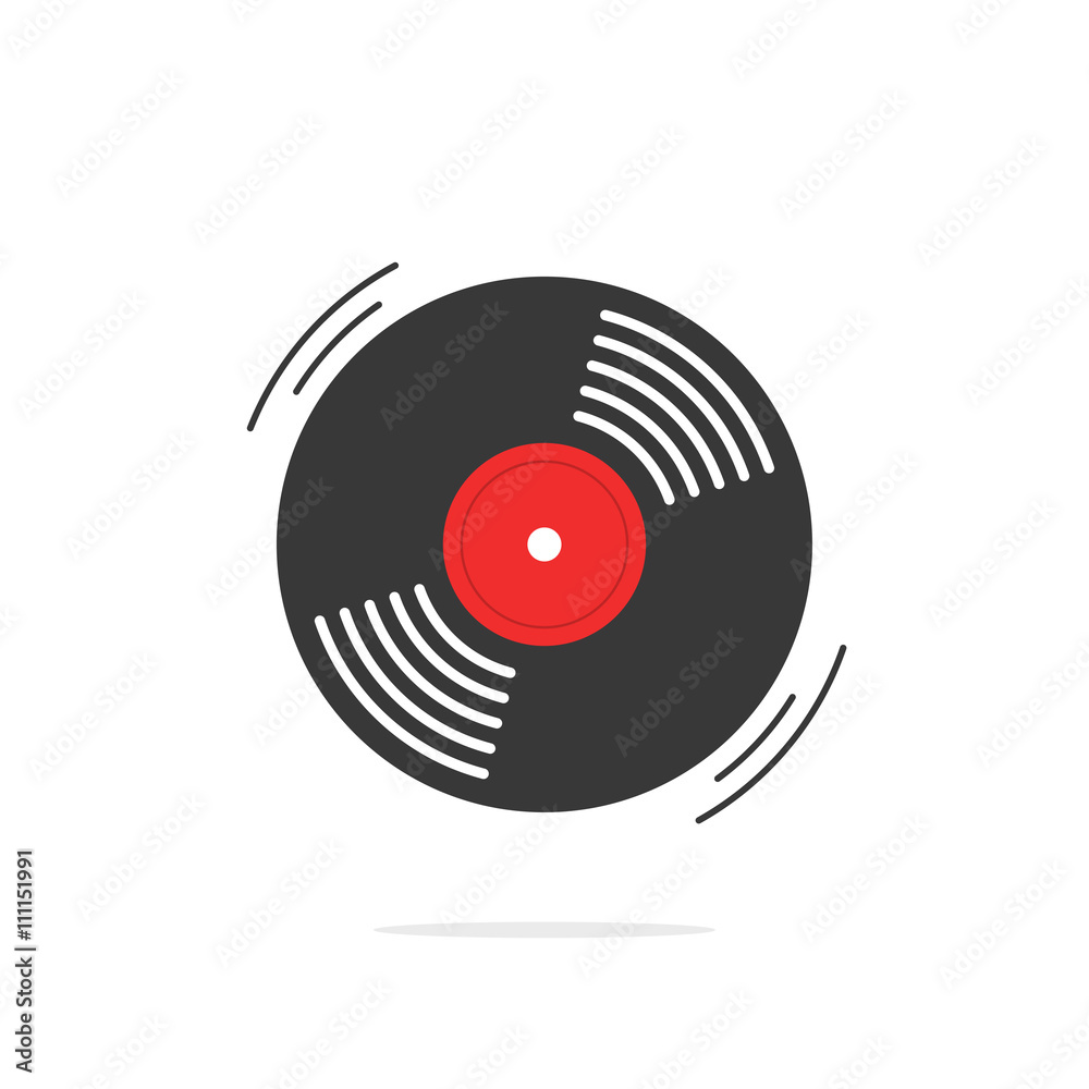 Vinyl record lp disc vector icon, gramophone turntable retro old record  symbol, rotating record vinyl disc, flat cartoon vinyl record label, modern  simple illustration design isolated on white Stock Vector | Adobe