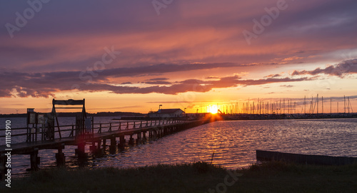 Sunset at Marina Wackerballig  near Gelting  Baltic Sea  Northern Germany