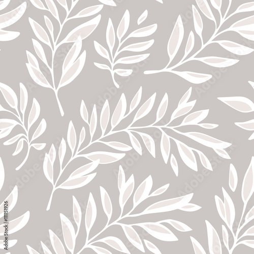 Floral seamless pattern with outline branches
