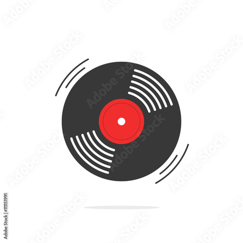 Vinyl record lp disc vector icon, gramophone turntable retro old record symbol, rotating record vinyl disc, flat cartoon vinyl record label, modern simple illustration design isolated on white