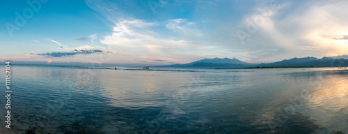 Sunset and ocean view on paradise Gili Air Island, Indonesia