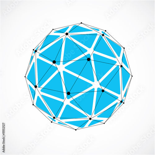 3d vector low poly spherical object with black connected lines 