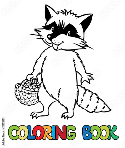 Coloring book of little funny raccoon