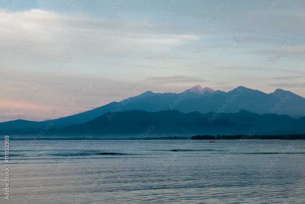 Sunset and ocean view on paradise Gili Air Island, Indonesia