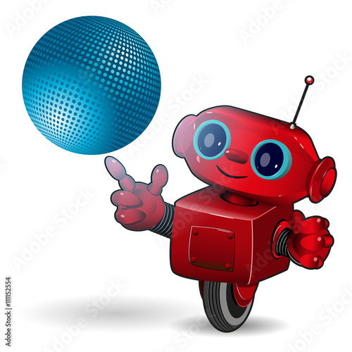Red robot with blue ball