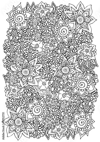 Pattern for coloring book. Ethnic retro design