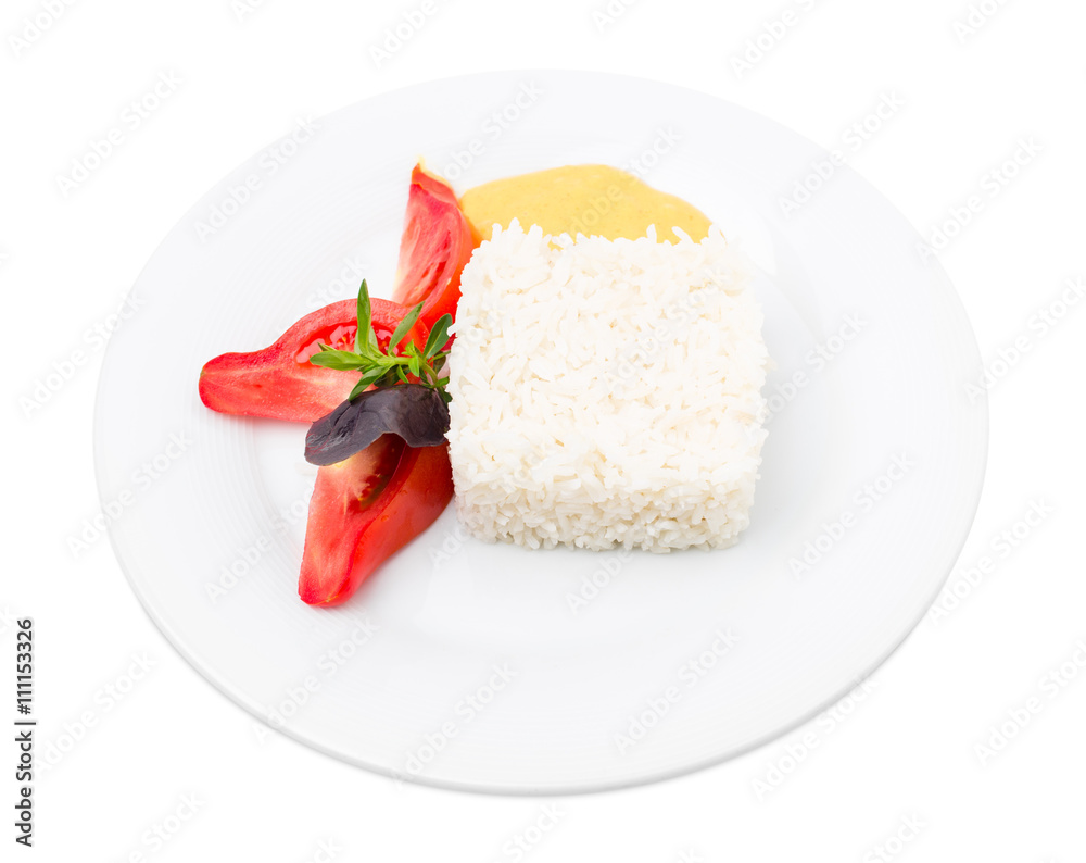 Delicious basmati rice with herbs and tomatoes. Delicious basmati rice with herbs and tomatoes.