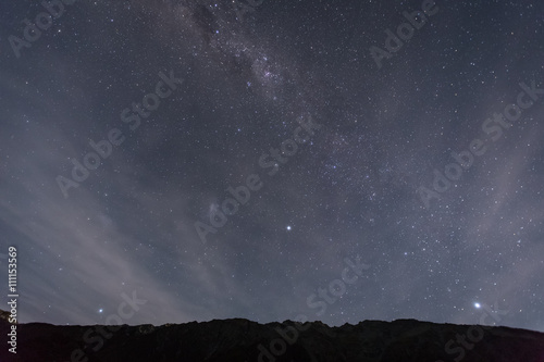 mt. cook at night with stars in the sky