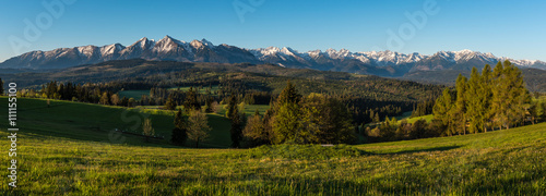 Morning panorama of Tatra Mountains in spring, Poland © kabat
