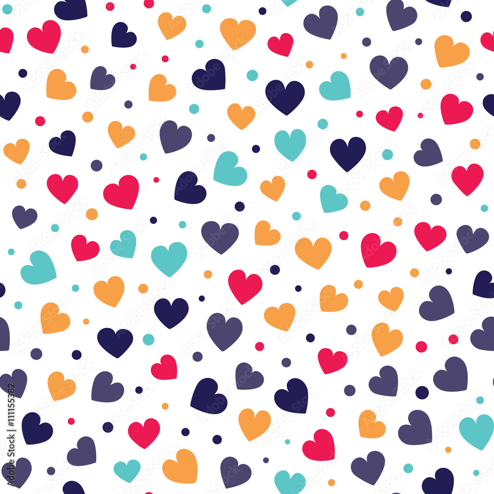 Seamless heart and dot pattern. Vector repeating texture. Seamless heart and dot pattern. Vector repeating texture.