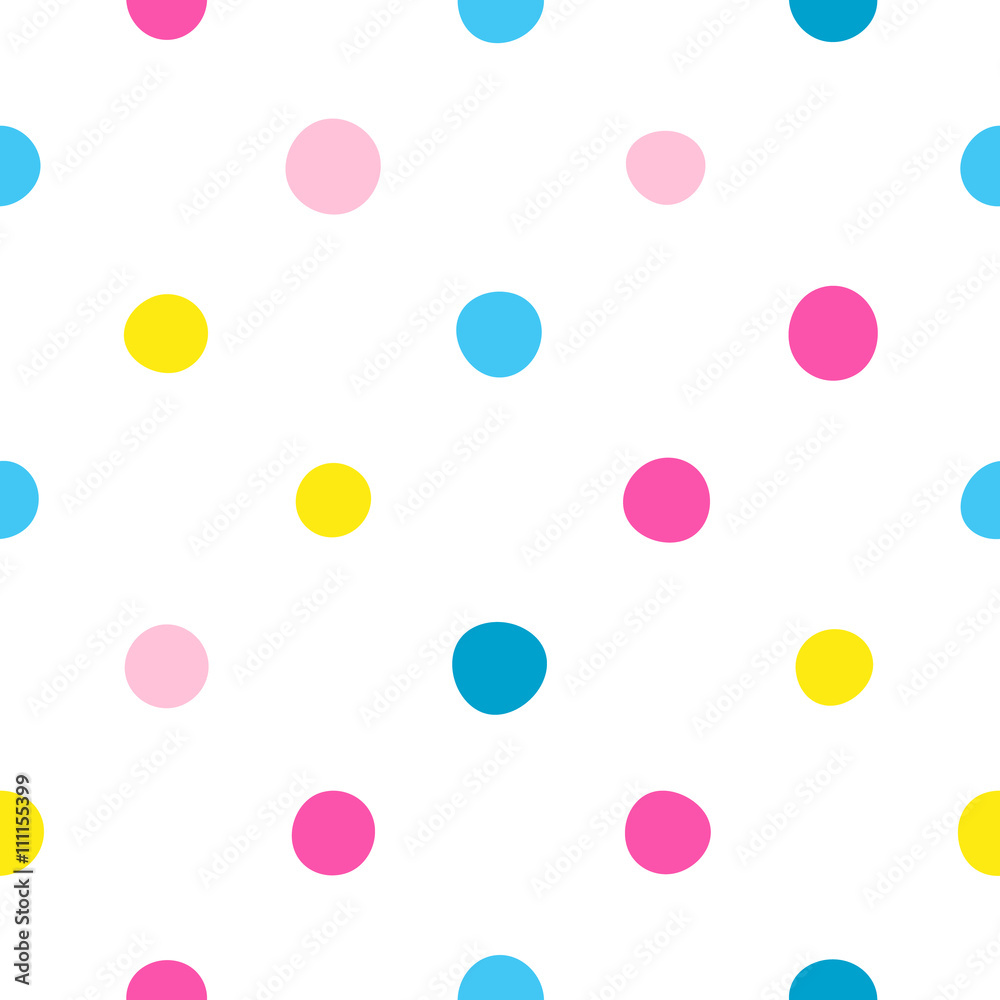 Seamless polka dot pattern with white background