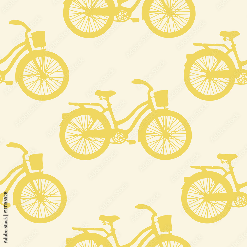 Seamless pattern with colorful vintage bicycles