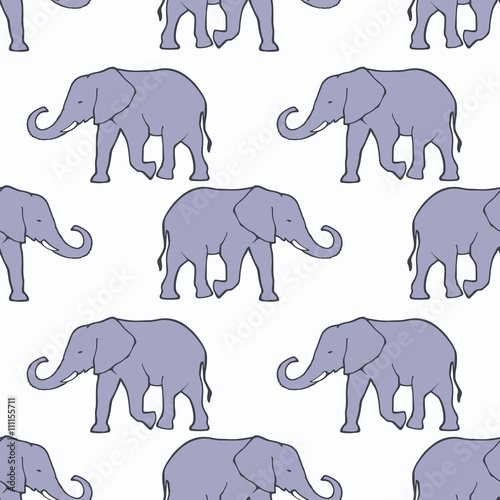 Seamless pattern with ilhouette elephants