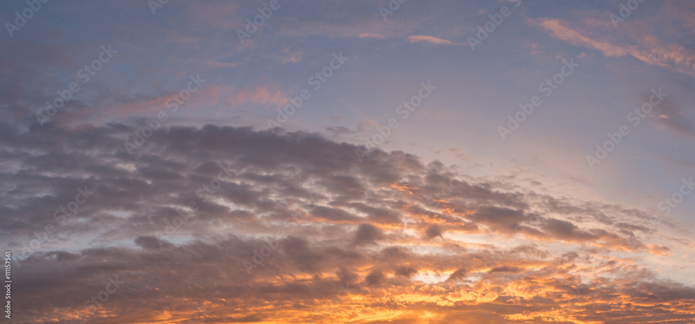 Natural background of  colorful sky during  sunset time. High resolution panorama