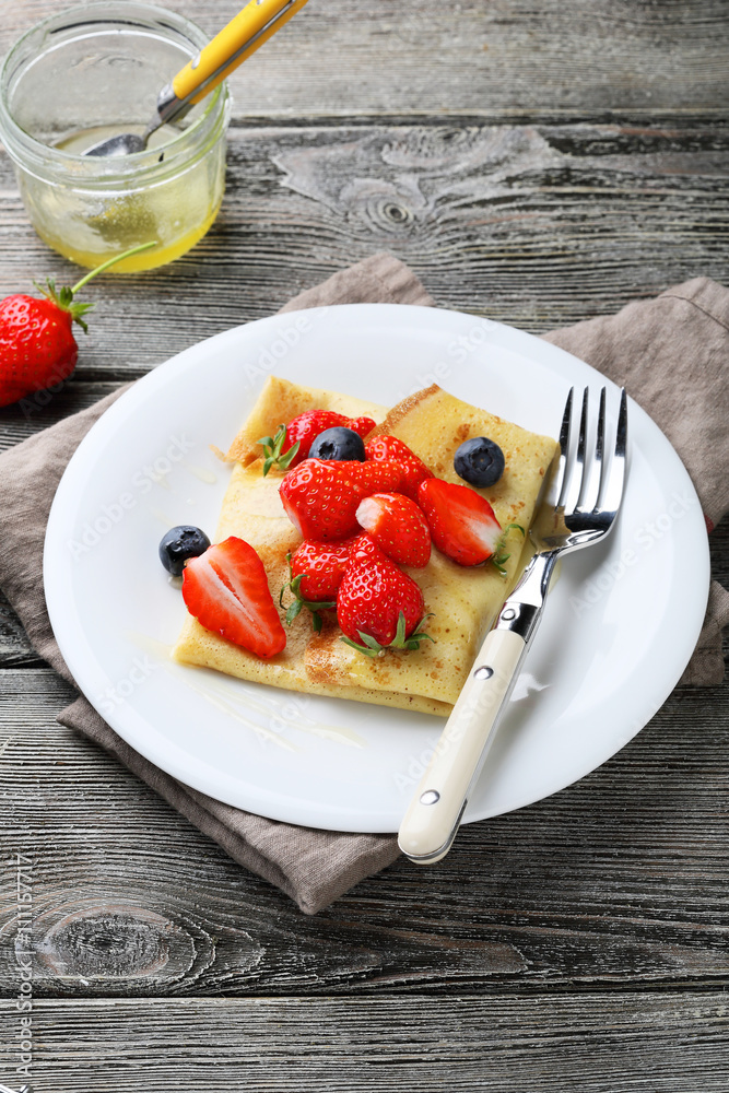 summer breakfast pancake with fresh berries summer breakfast pancake with fresh berries